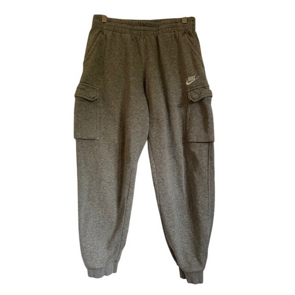 Nike Kids Gray Cargo Sweatpants Joggers Embroidered Logo Pockets - XL - Picture 1 of 14